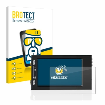 Face avant d’un emballage produit avec le logo de la marque BROTECT. À côté, l’appareil SDRGEEK NanoVNA-F V2 est représenté av