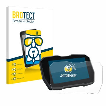 Face avant d’un emballage produit avec le logo de la marque BROTECT. À côté, l’appareil Ducati Multistrada V4 2021+ est représ