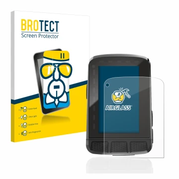 Face avant d’un emballage produit avec le logo de la marque BROTECT. À côté, l’appareil Wahoo Elemnt Roam 2 est représenté ave