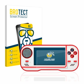 Face avant d’un emballage produit avec le logo de la marque BROTECT. À côté, l’appareil Blaze Evercade est représenté avec la 