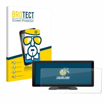 Face avant d’un emballage produit avec le logo de la marque BROTECT. À côté, l’appareil Carpuride W103 10.3