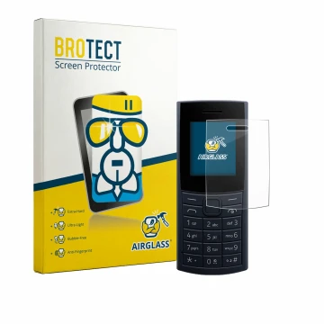 Face avant d’un emballage produit avec le logo de la marque BROTECT. À côté, l’appareil Nokia 110 4G (2023) est représenté ave