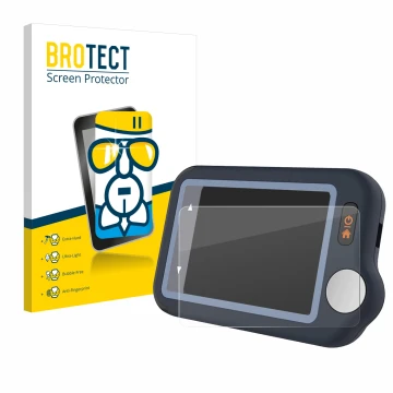 Face avant d’un emballage produit avec le logo de la marque BROTECT. À côté, l’appareil Wellue Pulsebit EX EKG est représenté 