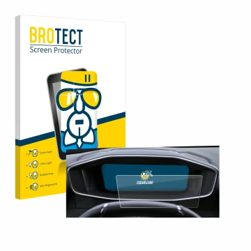 Face avant d’un emballage produit avec le logo de la marque BROTECT. À côté, l’appareil Peugeot 2008 2022 Cockpit est représen