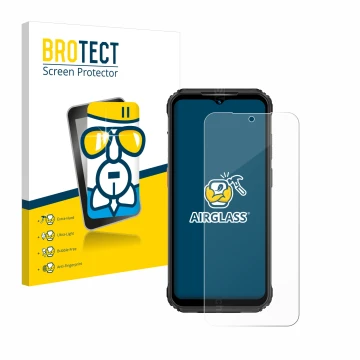 Face avant d’un emballage produit avec le logo de la marque BROTECT. À côté, l’appareil Ulefone Armor 21 est représenté avec l
