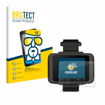 Face avant d’un emballage produit avec le logo de la marque BROTECT. À côté, l’appareil Garmin Foretrex 801 est représenté ave