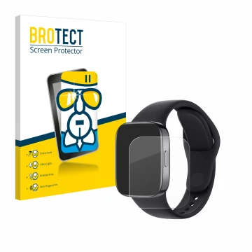 Face avant d’un emballage produit avec le logo de la marque BROTECT. À côté, l’appareil Xiaomi Redmi Watch 3 est représenté av