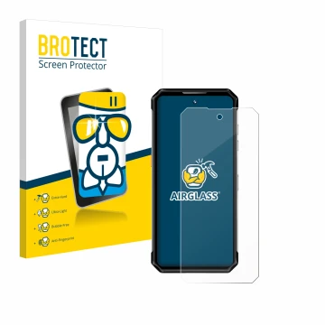 Face avant d’un emballage produit avec le logo de la marque BROTECT. À côté, l’appareil Oukitel WP21 Ultra est représenté avec