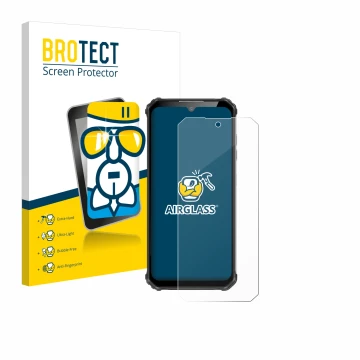 Face avant d’un emballage produit avec le logo de la marque BROTECT. À côté, l’appareil Oukitel WP22 est représenté avec la pr