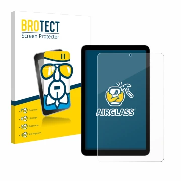 Face avant d’un emballage produit avec le logo de la marque BROTECT. À côté, l’appareil Alldocube iPlay 50 mini est représenté