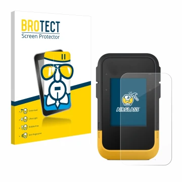 Face avant d’un emballage produit avec le logo de la marque BROTECT. À côté, l’appareil Garmin eTrex SE est représenté avec la