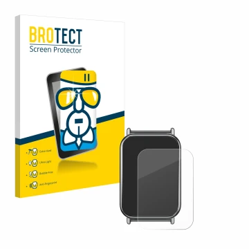 Face avant d’un emballage produit avec le logo de la marque BROTECT. À côté, l’appareil Xiaomi Mi Band 8 Pro est représenté av