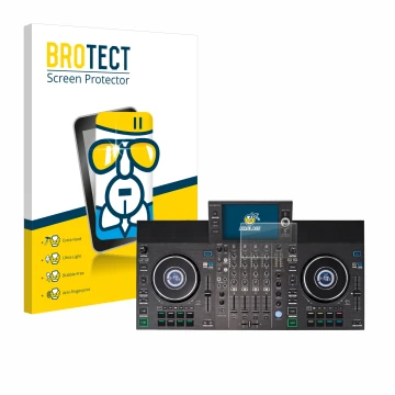 Face avant d’un emballage produit avec le logo de la marque BROTECT. À côté, l’appareil Denon DJ SC LIVE 4 est représenté avec