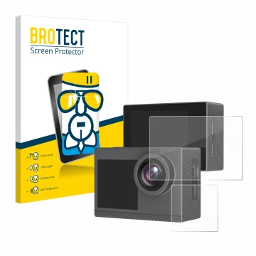 Face avant d’un emballage produit avec le logo de la marque BROTECT. À côté, l’appareil Akaso Brave 4 Pro est représenté avec 