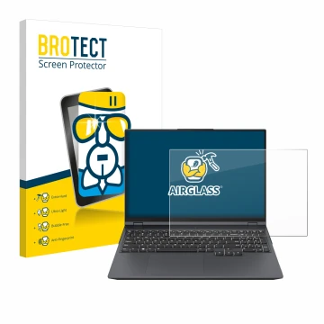 Face avant d’un emballage produit avec le logo de la marque BROTECT. À côté, l’appareil Lenovo Legion Pro 5i Gen 8 16