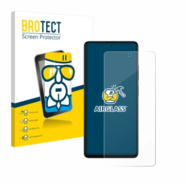 Face avant d’un emballage produit avec le logo de la marque BROTECT. À côté, l’appareil Xiaomi Redmi Note 12 Pro+ est représen