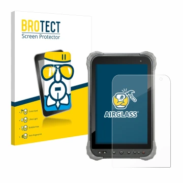 Face avant d’un emballage produit avec le logo de la marque BROTECT. À côté, l’appareil Juniper Systems Cedar CT8X2 est représ