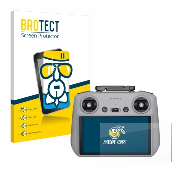 Face avant d’un emballage produit avec le logo de la marque BROTECT. À côté, l’appareil DJI RC 2 est représenté avec la protec