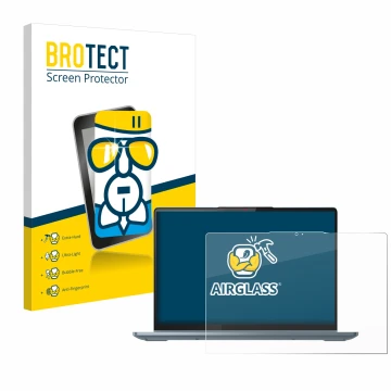 Face avant d’un emballage produit avec le logo de la marque BROTECT. À côté, l’appareil Lenovo IdeaPad Flex 5 14