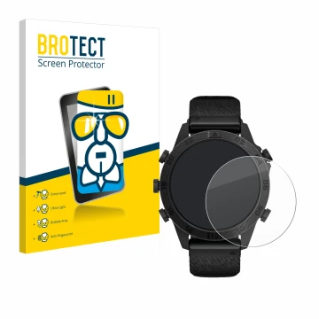 Face avant d’un emballage produit avec le logo de la marque BROTECT. À côté, l’appareil Garmin Marq Commander Gen 2 est représ