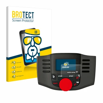 Face avant d’un emballage produit avec le logo de la marque BROTECT. À côté, l’appareil Märklin Mobile Station WLAN 60667 est 