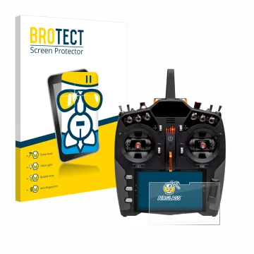 Face avant d’un emballage produit avec le logo de la marque BROTECT. À côté, l’appareil Spektrum NX20 est représenté avec la p