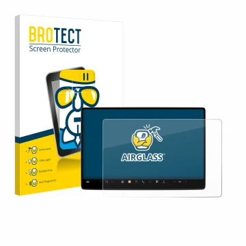 Face avant d’un emballage produit avec le logo de la marque BROTECT. À côté, l’appareil Tesla Model 3 2024 est représenté avec