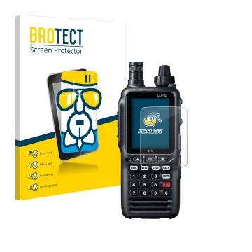 Face avant d’un emballage produit avec le logo de la marque BROTECT. À côté, l’appareil Yaesu FTA-850L est représenté avec la 