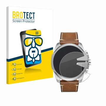 Face avant d’un emballage produit avec le logo de la marque BROTECT. À côté, l’appareil Diesel Mega Chief est représenté avec 