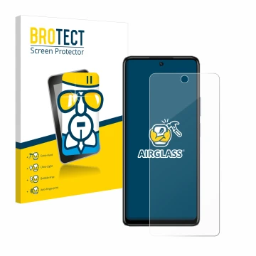Face avant d’un emballage produit avec le logo de la marque BROTECT. À côté, l’appareil Infinix Hot 40 Pro est représenté avec