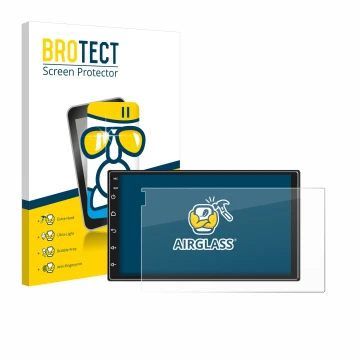 Face avant d’un emballage produit avec le logo de la marque BROTECT. À côté, l’appareil Ankeway Car Radio 7