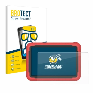 Face avant d’un emballage produit avec le logo de la marque BROTECT. À côté, l’appareil Launch X-431 ProV5 2023 (10,1