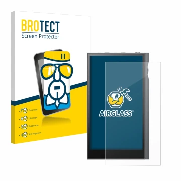 Face avant d’un emballage produit avec le logo de la marque BROTECT. À côté, l’appareil Astell&Kern Kann Ultra est représenté 