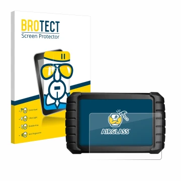 Face avant d’un emballage produit avec le logo de la marque BROTECT. À côté, l’appareil iCarsoft CR Max BT (2024) est représen