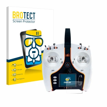 Face avant d’un emballage produit avec le logo de la marque BROTECT. À côté, l’appareil Spektrum NX7e est représenté avec la p