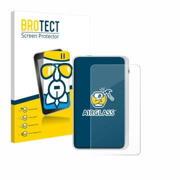 Face avant d’un emballage produit avec le logo de la marque BROTECT. À côté, l’appareil Timekettle Fluentalk T1 Mini est repré