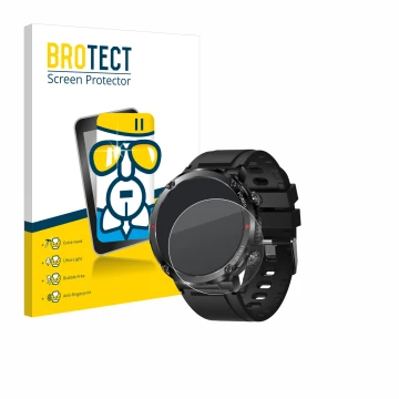 Face avant d’un emballage produit avec le logo de la marque BROTECT. À côté, l’appareil LIGE Smartwatch 1.6