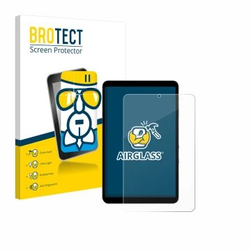 Face avant d’un emballage produit avec le logo de la marque BROTECT. À côté, l’appareil Alldocube iPlay 50 mini Pro est représ
