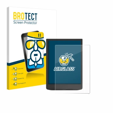 Face avant d’un emballage produit avec le logo de la marque BROTECT. À côté, l’appareil Vivlio InkPad 4 est représenté avec la