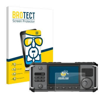 Face avant d’un emballage produit avec le logo de la marque BROTECT. À côté, l’appareil Xiegu X6200 est représenté avec la pro