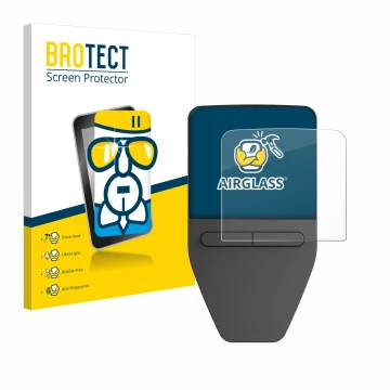 Face avant d’un emballage produit avec le logo de la marque BROTECT. À côté, l’appareil Trezor Safe 3 est représenté avec la p