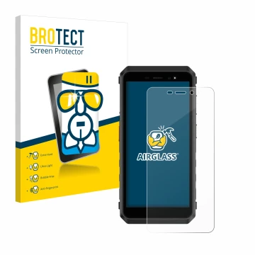 Face avant d’un emballage produit avec le logo de la marque BROTECT. À côté, l’appareil Ulefone Power Armor X11 Pro est représ
