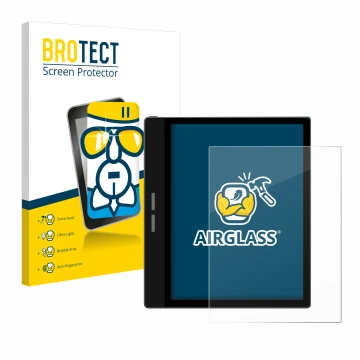 Face avant d’un emballage produit avec le logo de la marque BROTECT. À côté, l’appareil Bigme B751C est représenté avec la pro