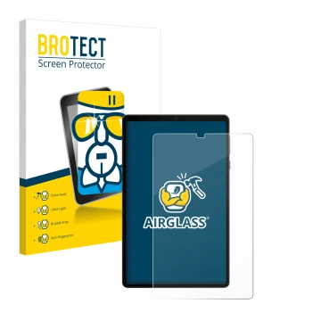 Face avant d’un emballage produit avec le logo de la marque BROTECT. À côté, l’appareil Lenovo Legion Tab est représenté avec 