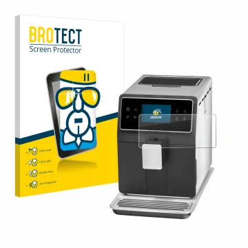 Face avant d’un emballage produit avec le logo de la marque BROTECT. À côté, l’appareil WMF Perfection 840L est représenté ave