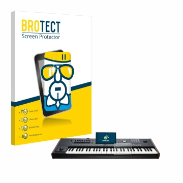 Face avant d’un emballage produit avec le logo de la marque BROTECT. À côté, l’appareil KORG Pa5X est représenté avec la prote