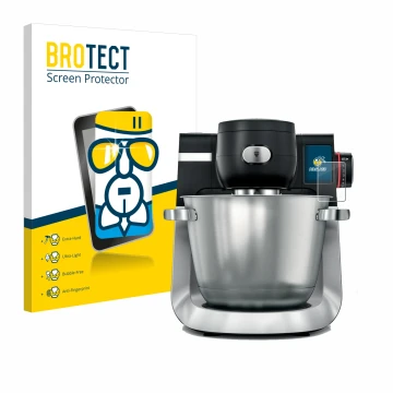 Face avant d’un emballage produit avec le logo de la marque BROTECT. À côté, l’appareil Bosch MUM Serie 6 est représenté avec 
