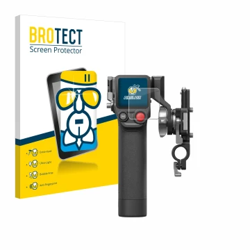 Face avant d’un emballage produit avec le logo de la marque BROTECT. À côté, l’appareil DJI Focus Pro- Grip est représenté ave