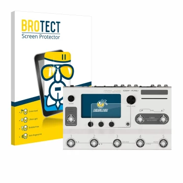 Face avant d’un emballage produit avec le logo de la marque BROTECT. À côté, l’appareil Hotone Ampero II Stage est représenté 