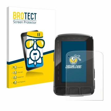 Face avant d’un emballage produit avec le logo de la marque BROTECT. À côté, l’appareil Wahoo Elemnt Roam V2 GPS est représent
